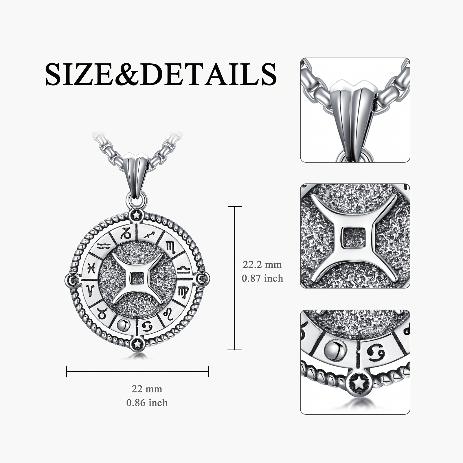 925 Silver Zodiac Sign Necklace with Constellation Pendant